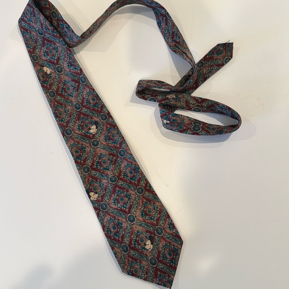 Vintage Mickey Inc Disney Hidden Mouse Mens Neck Tie Art Deco